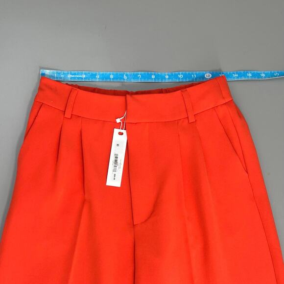 Steve Madden Pleated Front Trouser Wide Leg Pants High Rise Pumpkin Spice Orange - Picture 5 of 9